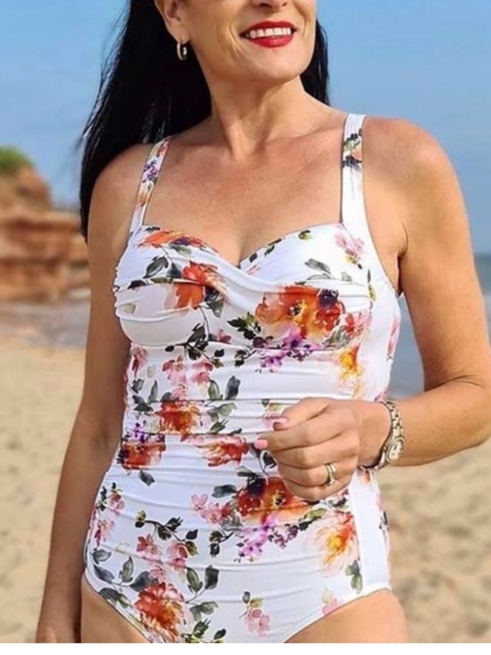 Niptuck Swim sz 10 Joanne Floral One-Piece Swimsuit Bathing Suit Tummy Control
